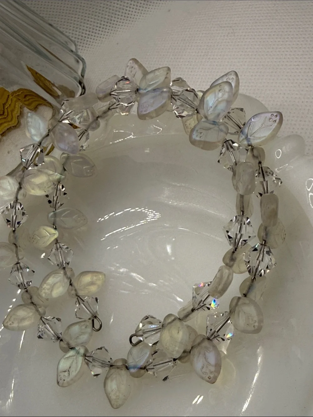 Ultimate Iridescent Leaf Crystal Wire-Wrap Bracelet fairy core beaded bracelet